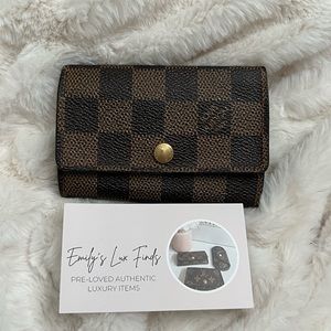 Authentic Louis Vuitton Damier Ebene 6 ring key holder